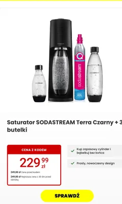 Saturator SodaStream Terra Czarny + 3 butelki promocja w Media Expert