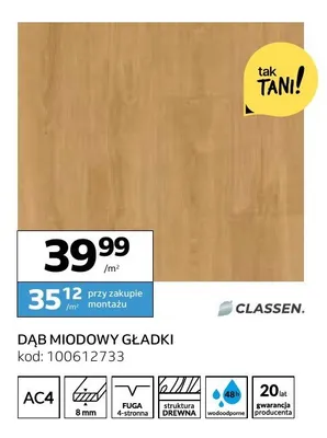 Panele podłogowe Classen Dąb Miodowy Gładki AC4 8 mm promocja w Komfort