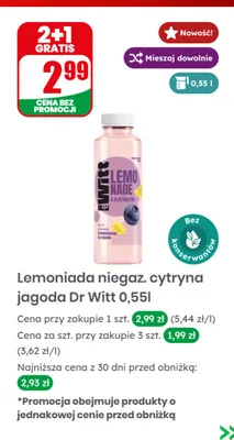 Lemoniada niegazowana cytryna jagoda Dr Witt promocja w Dino