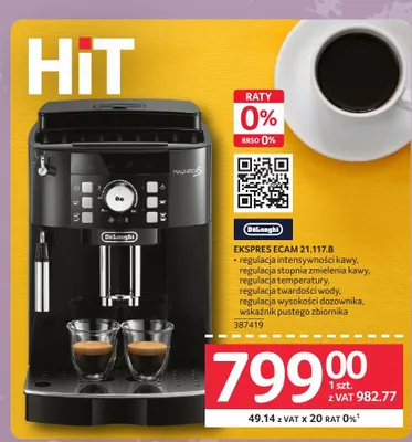 Ekspres do kawy DeLonghi ECAM 21,117.B promocja w Selgros