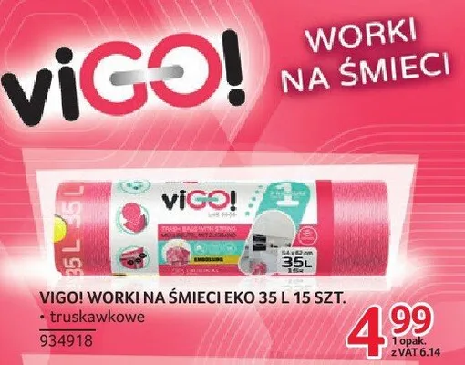 Worki na śmieci Vigo! EKO 35L 15 szt. truskawkowe promocja w Selgros