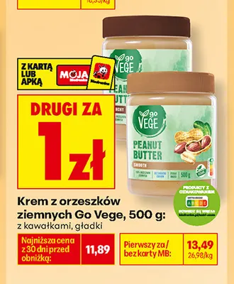 Krem z orzeszków ziemnych Go Vege z kawałkami promocja w Biedronka