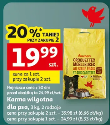 Karma wilgotna dla psa, 2 rodzaje promocja w Auchan