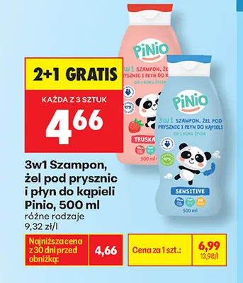 3w1 Szampon, żel pod prysznic i płyn do kąpieli Pinio truskawka promocja w Biedronka