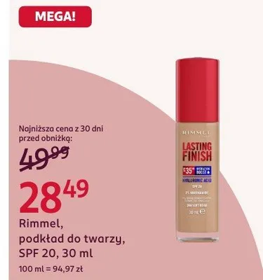 Podkład do twarzy Rimmel Lasting Finish SPF 20 promocja w Rossmann