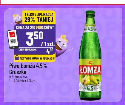 Piwo Łomża 4,5% Gruszka promocja w POLOmarket