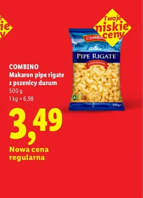 Makaron pipe rigate z pszenicy durum Combino promocja w Lidl