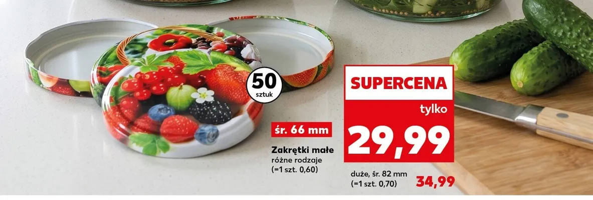 Zakrętki do słoików duże śr. 82 mm 50-pak promocja w Kaufland