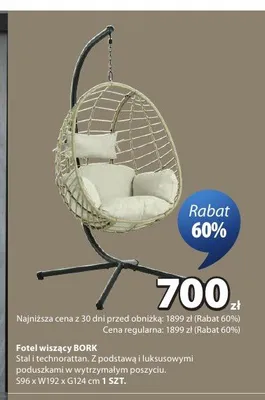 Fotel wiszący BORK promocja w Jysk