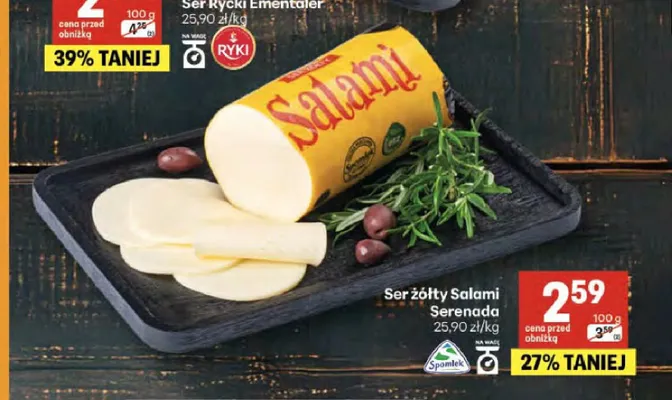 Ser żółty Salami Serenada promocja w Delikatesy Centrum