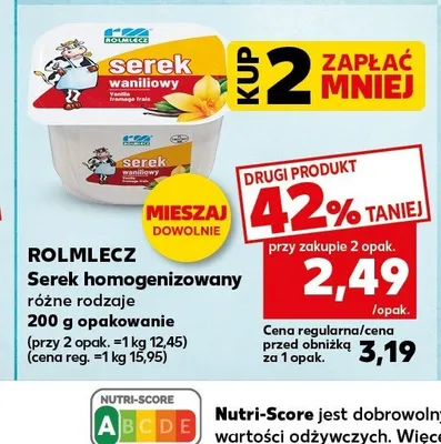 Serek homogenizowany Rolmlecz truskawkowy promocja w Kaufland