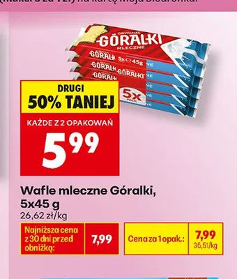 Wafle mleczne Góralki 5-pak promocja w Biedronka