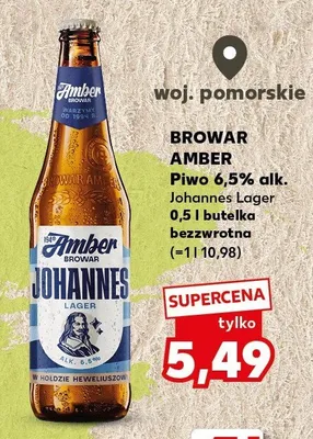 Piwo Browar Amber Johannes Lager 6,5% alk. promocja w Kaufland