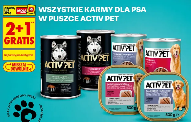 Karma dla psa z wołowiną w sosie Activ Pet promocja w Biedronka