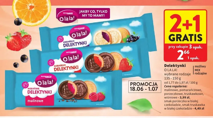 Ciastka Delektynki O la la! pomarańczowe promocja w Intermarche