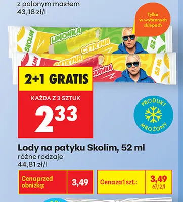 Lody na patyku Skolim truskawka promocja w Biedronka