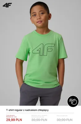 T-shirt regular z nadrukiem chłopięcy 4F promocja w 4F