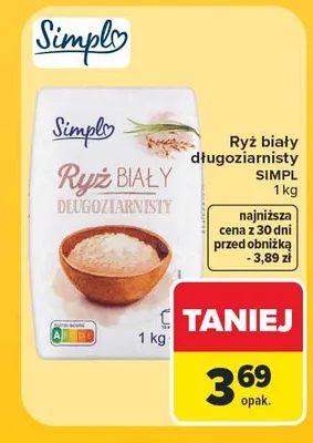 Ryż biały długoziarnisty Simply promocja w Carrefour