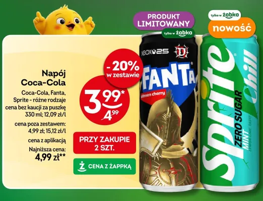 Napój Coca-Cola, Fanta, Sprite - różne rodzaje promocja w Żabka