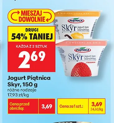 Jogurt Skyr Piątnica truskawkowy promocja w Biedronka