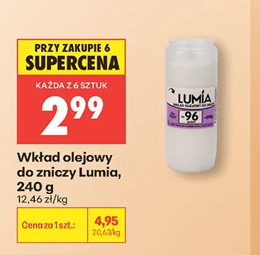 Wkład olejowy do zniczy Lumia 240g promocja w Biedronka