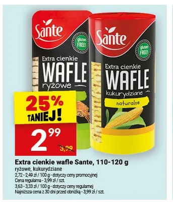 Extra cienkie wafle ryżowe Sante promocja w Twój Market