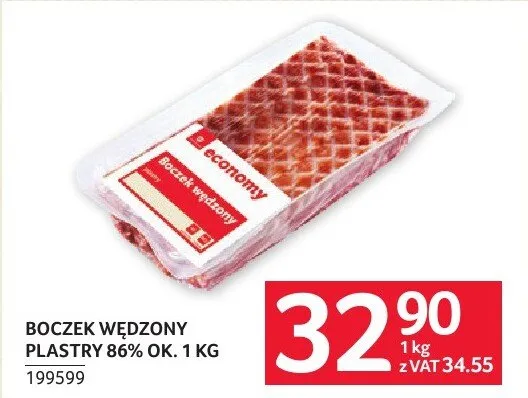 Boczek wędzony plastry 86% ok. 1 KG promocja w Selgros