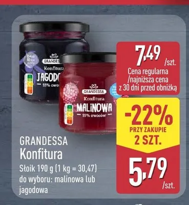 Konfitura jagodowa Grandessa promocja w Aldi
