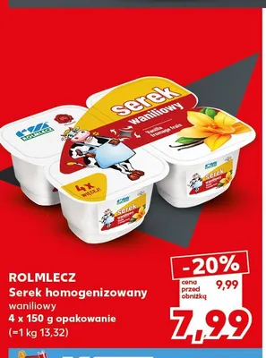 Serek homogenizowany waniliowy 4-pak Rolmlecz promocja w Kaufland