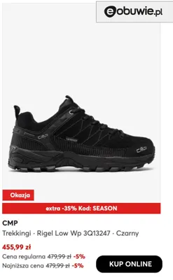 Trekkingi Rigel Low Wp 3Q13247 czarny CMP promocja w eobuwie.pl