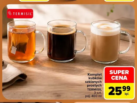 Komplet kubków szklanych prostych Termisil 3 szt. 400 ml promocja w Carrefour Market
