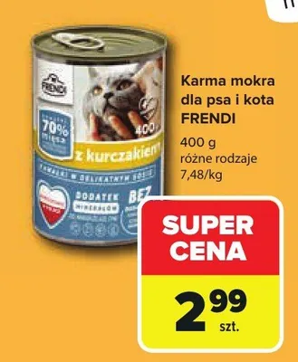 Karma mokra dla psa i kota Frendi z kurczakiem promocja w Carrefour