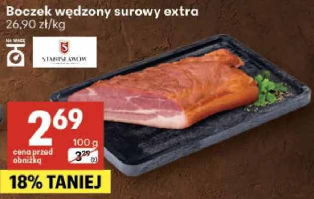Boczek wędzony surowy extra promocja w Delikatesy Centrum