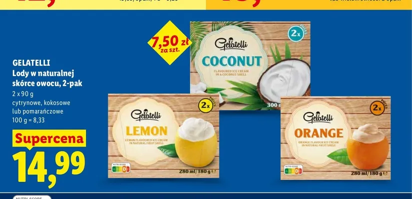 Lody w naturalnej skórce owocu cytrynowe Gelatelli 2-pak promocja w Lidl