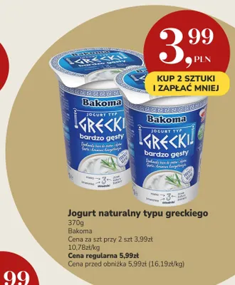 Jogurt naturalny typu greckiego Bakoma promocja w Market Point