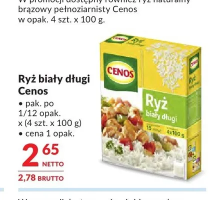 Ryż biały długi Cenos 4-pak 100 g promocja w Makro