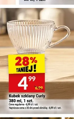 Kubek szklany Curly promocja w Twój Market