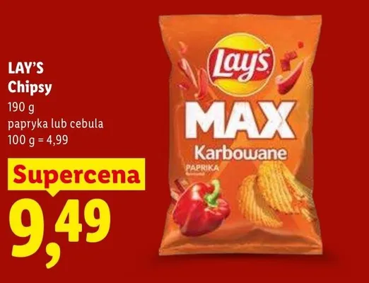 Chipsy LAY'S MAX Karbowane cebula promocja w Lidl