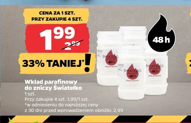 Wkład parafinowy do zniczy Światełko promocja w Netto
