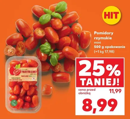 Pomidory rzymskie mini w opakowaniu promocja w Kaufland