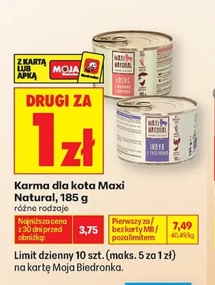 Karma dla kota Maxi Natural 185g promocja w Biedronka