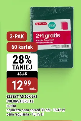Zeszyt A5 60K 2+1 Colors Herlitz 3-pak promocja w bi1