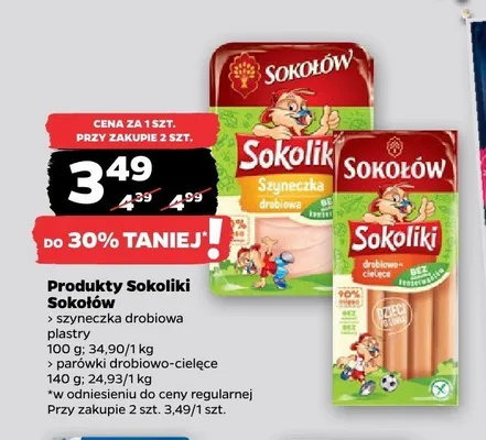 Parówki drobiowo-cielęce Sokoliki Sokołów promocja w Netto