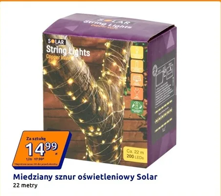 Miedziany sznur oświetleniowy Solar promocja w Action