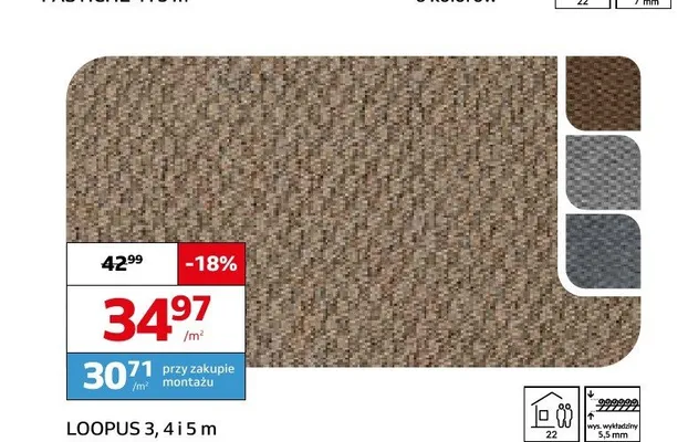 Wykładzina dywanowa Loopus promocja w Komfort