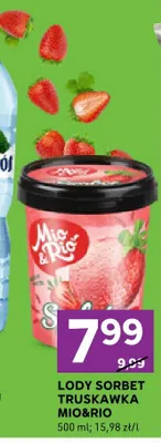 Lody sorbet truskawka Mio&Rio promocja w Stokrotka
