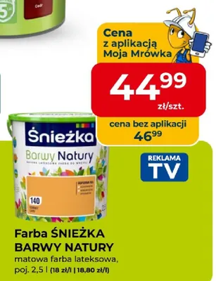 Matowa farba lateksowa ŚNIEŻKA BARWY NATURY promocja w PSB Mrówka