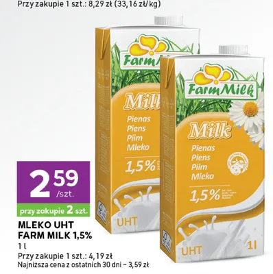 Mleko UHT 1,5% promocja w Stokrotka