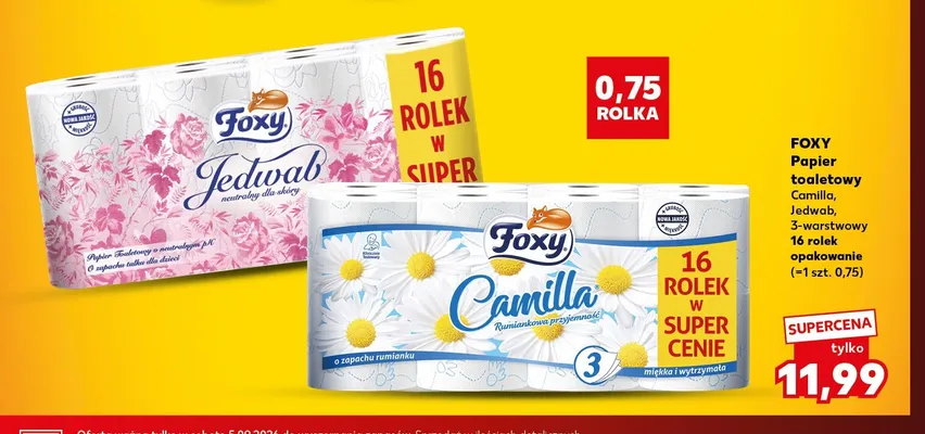 Papier toaletowy Jedwab 3-warstwowy 16-pak Foxy promocja w Kaufland