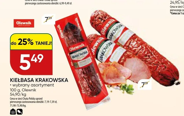 Kiełbasa krakowska z szynki Olewnik promocja w Chata Polska